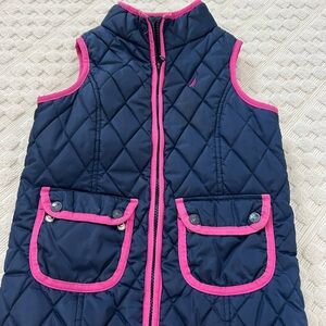 Nautica Navy Quilted Vest with Pink Trim